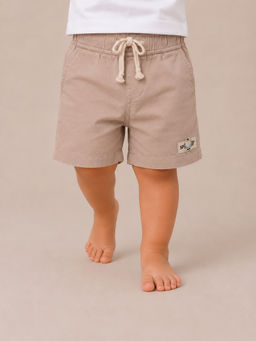 Bloom Up - Beige Solid Cotton Blend Regular Fit Shorts