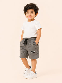 Bloom Up - Charcoal Solid Cotton Blend Regular Fit Shorts
