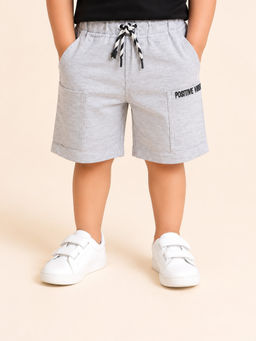 Bloom Up - Grey Solid Cotton Blend Regular Fit Shorts