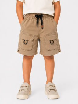 Bloom Up - Beige Solid Cotton Blend Regular Fit Shorts