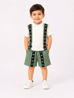 Bloom Up - Olive Colorblock Cotton Blend Regular Fit Co-Ord Set