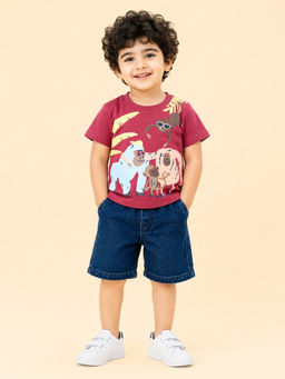 Bloom Up - Red Printed Cotton Blend Regular Fit Co-Ord Set