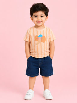 Bloom Up - Peach Printed Cotton Blend Regular Fit Co-Ord Set
