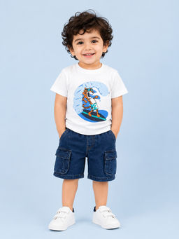 Bloom Up - White Printed Cotton Blend Regular Fit Co-Ord Set