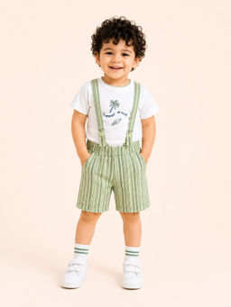 Bloom Up - Multi-Color Stripes Cotton Blend Regular Fit Formal Set