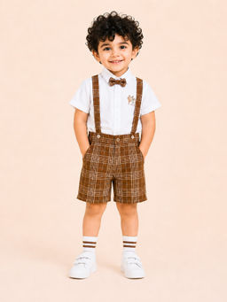 Bloom Up - Rust Checks Cotton Blend Regular Fit Formal Set