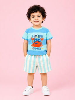 Bloom Up - Green Stripes Cotton Blend Regular Fit Co-Ord Set