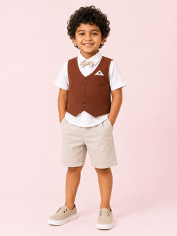 Bloom Up - Maroon Solid Cotton Blend Regular Fit Formal Set