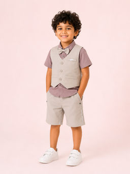 Bloom Up - Lavender Solid Cotton Blend Regular Fit Formal Set