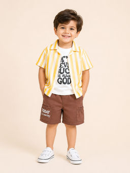 Bloom Up - Yellow Stripes Cotton Blend Regular Fit Co-Ord Set