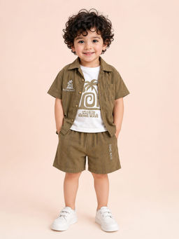 Bloom Up - Brown Stripes Cotton Blend Regular Fit Co-Ord Set