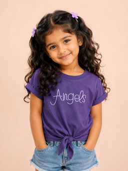 Bloom Up - Purple Printed Cotton Blend Regular Fit Top