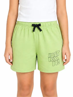 Bloom Up - Green Solid Cotton Blend Regular Fit Shorts