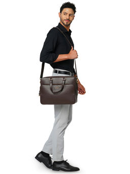 Perquisite - Warren Dark Brown Laptop Briefcase