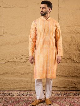 ETHNIC BAY - Viscose Rayon Embroidered Straight Orange Kurta