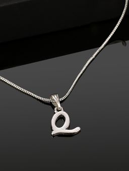 Estele - Valentine Gift - Rhodium Plated Initial Q Letter Pendant for Women