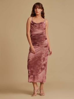 Kazo - Women Pink Polyester Shoulder Straps Dress