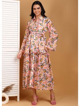 Moonstruck - Women Multi-Color Satin Collar Neck Dress