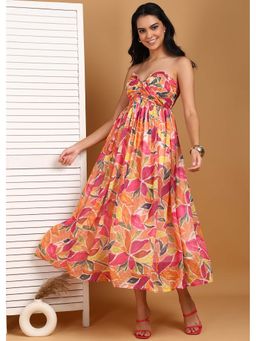 Moonstruck - Women Multi-Color Georgette Strapless Dress