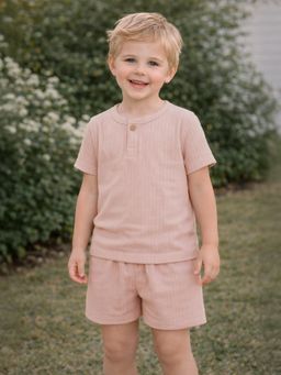 Mi Arcus - Peach Solid T-Shirt and Shorts