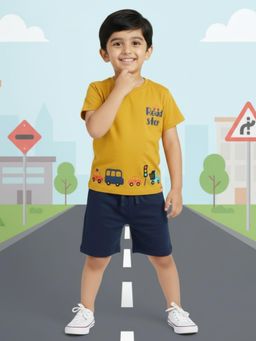 Orange Sugar - Yellow Printed T-Shirt and Shorts