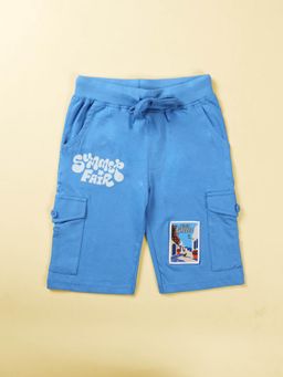 KiddoPanti - Blue Printed Shorts