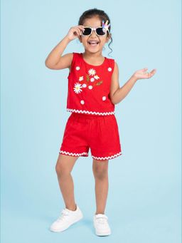 KiddoPanti - Red Printed Co-Ord Set