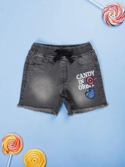 KiddoPanti - Grey Printed Shorts