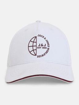Jack & Jones - White Logo Print Baseball Cap