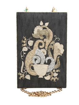 The Purple Sack - Black Embellished Clutch