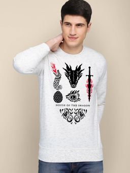 Free Authority - Young Men House of Dragon Printed White Injection Sweatshirt