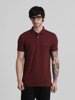 Jack & Jones - Maroon Slim Fit Polo T-Shirt