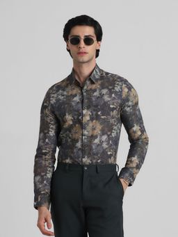 Jack & Jones - Brown Slim Fit Linen Blend Shirt