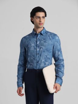Jack & Jones - Blue Slim Fit Linen Blend Shirt