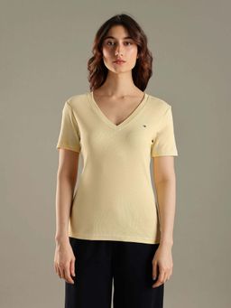 Tommy Hilfiger - Solid Slim Fit Cotton T-Shirt - Yellow