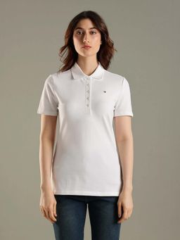 Tommy Hilfiger - Solid Regular Fit Cotton T-Shirt - White