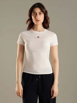 Tommy Hilfiger - Logo Slim Fit Cotton T-Shirt - Off White