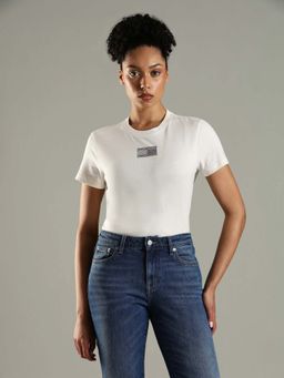 Tommy Hilfiger - Embellished Logo Regular Fit Cotton T-Shirt - White