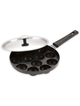 MAGNUS - Heavy Base Non-Stick Appam Maker With Lid- 12 Cavities 20Cm Black
