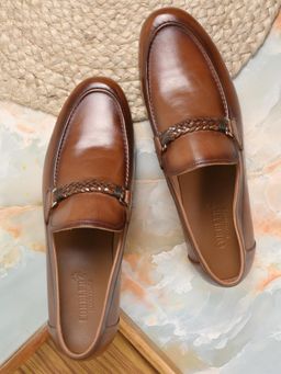 Cobblerz - Men Tan Solid Formal Loafers
