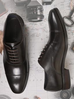 Cobblerz - Men Coffee Solid Oxford Formal Shoes