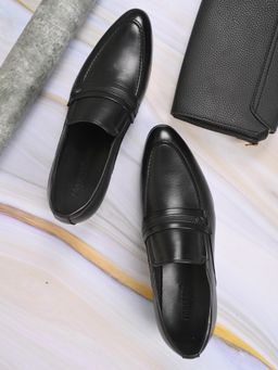 Cobblerz - Men Black Solid Formal Loafers