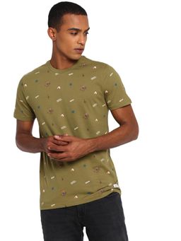 Lee - Men Olive Printed Slim Fit T-shirt