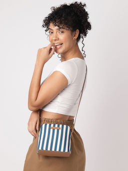 Fastrack - Navy Nautical Striped Casual Sling Bag for Women