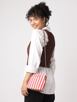 Fastrack - Red Nautical Striped Casual Sling Bag for Women