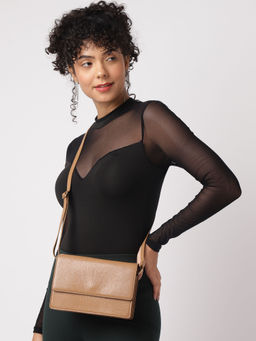 Fastrack - Tan Textured Casual Sling Bag for Women