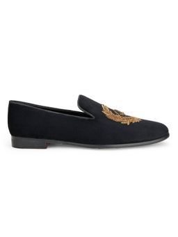 SHUTIQ - Rafa Antique Black Zardozi Embroidered Loafers