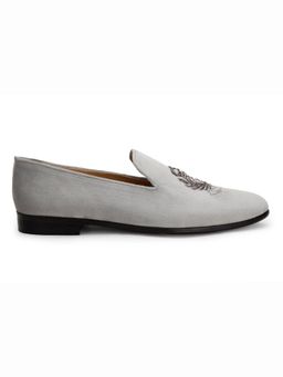 SHUTIQ - Royal Emblem Sterling Zardozi Embroidered Loafers