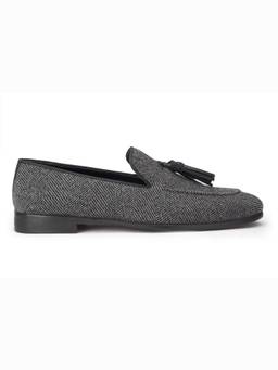 SHUTIQ - Kiltie Tweed Coal Grey Lather Loafers