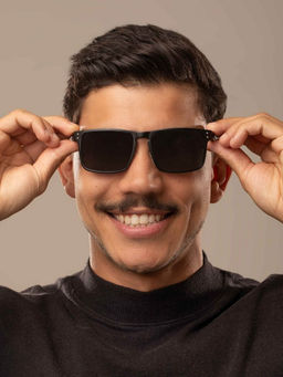 Chilli Beans - Men's Black Lens Rectangular Sunglasses -Ocal02680101 (64)